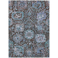 8 X 10 Chocolate And Aqua Damask Washable Indoor Outdoor Area Rug