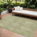 9 X 12 Sage And Green Damask Washable Indoor Outdoor Area Rug