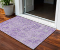 3 X 5 Lavender And Gray Damask Washable Indoor Outdoor Area Rug