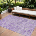 10 X 14 Lavender And Gray Damask Washable Indoor Outdoor Area Rug