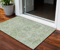 3 X 5 Mint Green And Gray Damask Washable Indoor Outdoor Area Rug