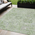 5 X 8 Mint Green And Gray Damask Washable Indoor Outdoor Area Rug
