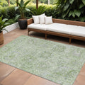 10 X 14 Mint Green And Gray Damask Washable Indoor Outdoor Area Rug