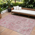 10 X 14 Pink And Gray Damask Washable Indoor Outdoor Area Rug