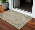 3 X 5 Wheat Terra Cotta And Black Oriental Washable Indoor Outdoor Area Rug