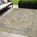 5 X 8 Wheat Terra Cotta And Black Oriental Washable Indoor Outdoor Area Rug