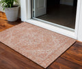 3 X 5 Coral And Pink Oriental Washable Indoor Outdoor Area Rug