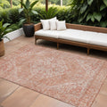 8 X 10 Coral And Pink Oriental Washable Indoor Outdoor Area Rug