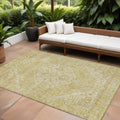 9 X 12 Gold Tan And Beige Oriental Washable Indoor Outdoor Area Rug