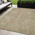 5 X 8 Beige Brown And Green Oriental Washable Indoor Outdoor Area Rug