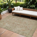 10 X 14 Beige Brown And Green Oriental Washable Indoor Outdoor Area Rug