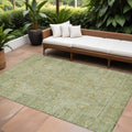 8 X 10 Sage Green And Brown Oriental Washable Indoor Outdoor Area Rug