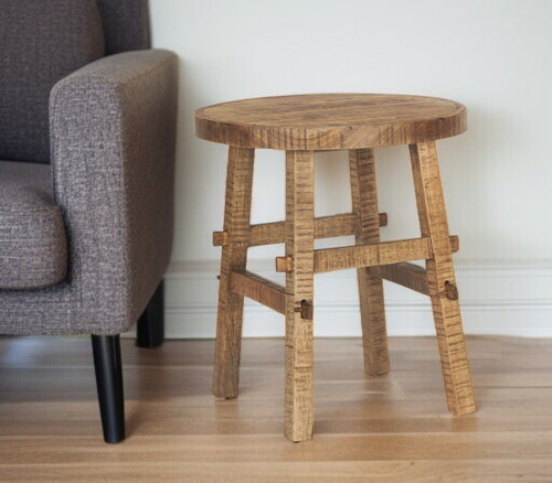 23 Brown Distressed Solid Wood End Table