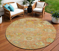 8 Coral Blue And Green Round Floral Washable Indoor Outdoor Area Rug