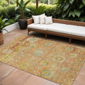 8 X 10 Coral Blue And Green Floral Washable Indoor Outdoor Area Rug