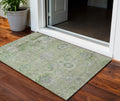 3 X 5 Mint Green And Gray Floral Washable Indoor Outdoor Area Rug