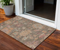 3 X 5 Brown Tan And Terra Cotta Floral Washable Indoor Outdoor Area Rug