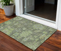 3 X 5 Fern Green And Olive Green Floral Washable Indoor Outdoor Area Rug