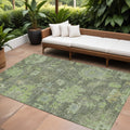 8 X 10 Fern Green And Olive Green Floral Washable Indoor Outdoor Area Rug