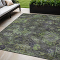 5 X 8 Green Charcoal And Black Floral Washable Indoor Outdoor Area Rug