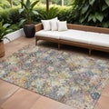 9 X 12 Gold Blue And Brown Floral Washable Indoor Outdoor Area Rug