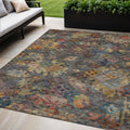 5 X 8 Gray Green And Terra Cotta Floral Washable Indoor Outdoor Area Rug