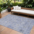 10 X 14 Blue And Gray Damask Washable Indoor Outdoor Area Rug