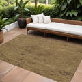 8 X 10 Brown And Tan Floral Washable Indoor Outdoor Area Rug