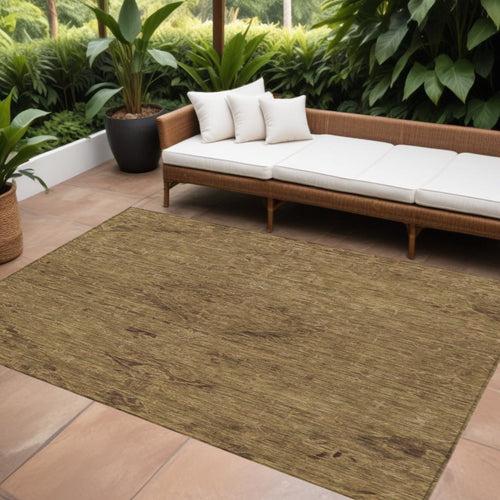 10 X 14 Brown And Tan Floral Washable Indoor Outdoor Area Rug