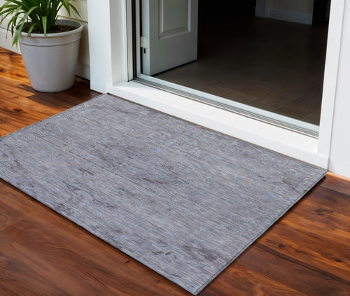 3 X 5 Blue And Gray Floral Washable Indoor Outdoor Area Rug