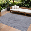 9 X 12 Blue And Gray Floral Washable Indoor Outdoor Area Rug
