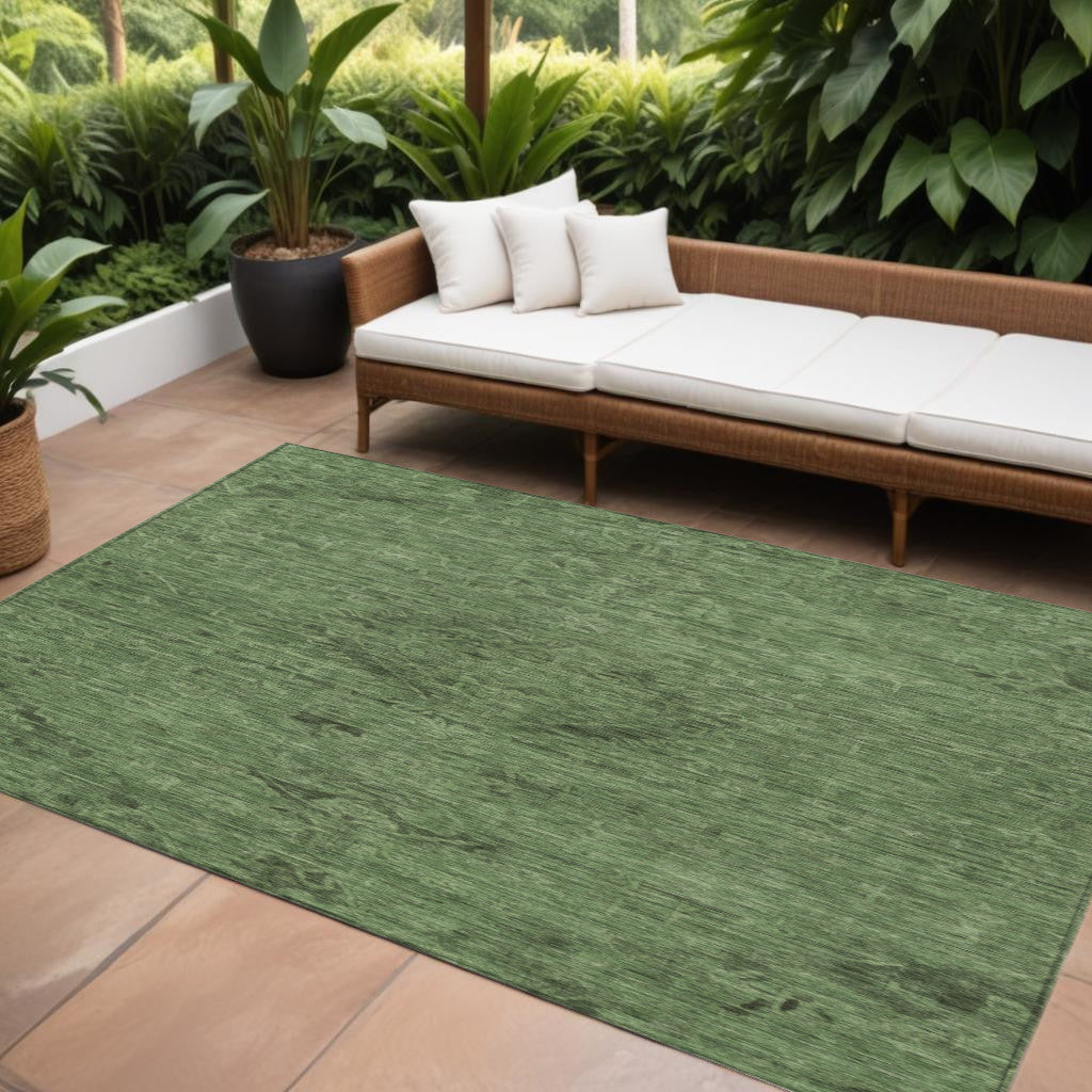 10 X 14 Fern Green And Dark Green Floral Washable Indoor Outdoor Area Rug