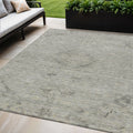 5 X 8 Pewter And Beige Floral Washable Indoor Outdoor Area Rug