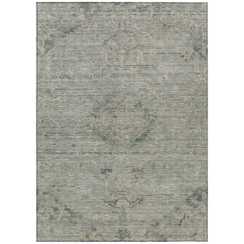 3 X 5 Sage And Beige Floral Washable Indoor Outdoor Area Rug