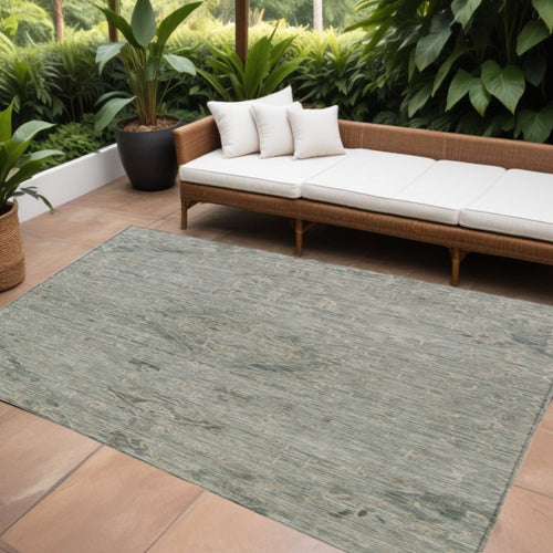 10 X 14 Sage And Beige Floral Washable Indoor Outdoor Area Rug