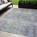5 X 8 Taupe Blue And Green Abstract Washable Indoor Outdoor Area Rug