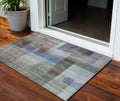 3 X 5 Brown Green And Blue Abstract Washable Indoor Outdoor Area Rug
