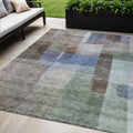 5 X 8 Brown Green And Blue Abstract Washable Indoor Outdoor Area Rug