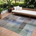 8 X 10 Brown Green And Blue Abstract Washable Indoor Outdoor Area Rug