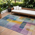 10 X 14 Blue Green And Purple Abstract Washable Indoor Outdoor Area Rug