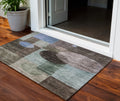 3 X 5 Brown Blue And Green Geometric Washable Indoor Outdoor Area Rug