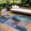10 X 14 Blue Green And Copper Geometric Washable Indoor Outdoor Area Rug
