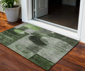 3 X 5 Fern Green And Gray Geometric Washable Indoor Outdoor Area Rug