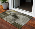 3 X 5 Taupe Gray And Charcoal Geometric Washable Indoor Outdoor Area Rug