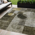 5 X 8 Taupe Gray And Charcoal Geometric Washable Indoor Outdoor Area Rug