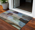 3 X 5 Brown Blue And Green Abstract Washable Indoor Outdoor Area Rug