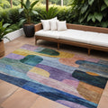 9 X 12 Blue Purple And Green Abstract Washable Indoor Outdoor Area Rug