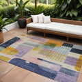 8 X 10 Plum Purple And Copper Abstract Washable Indoor Outdoor Area Rug