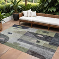 10 X 14 Artichoke Green Gray And Charcoal Geometric Washable Indoor Outdoor Area Rug