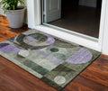3 X 5 Olive Green Purple And Gray Geometric Washable Indoor Outdoor Area Rug